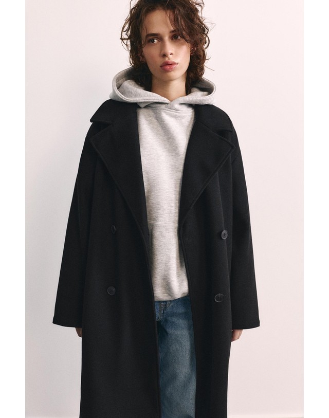풀앤베어 풀앤베어 더블브레스트 라펠 롱 코트 7755/302 BLACK 블랙 착용컷