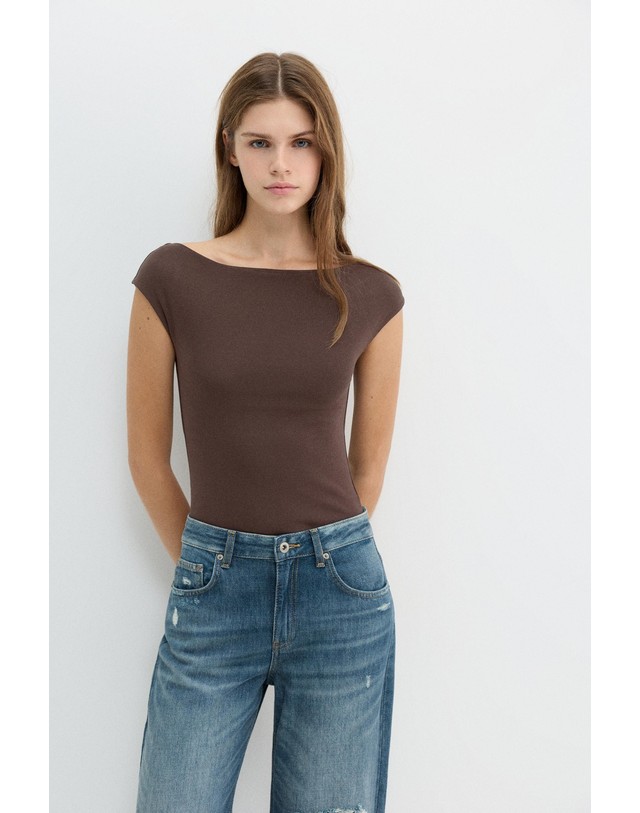 풀앤베어 풀앤베어 보트넥 반팔 바디수트 7231/201 BROWN 초콜릿 착용컷