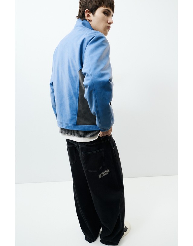 풀앤베어 풀앤베어 가죽 이펙트 레이싱 그래픽 자켓 7721/505 BLUE 블루 착용컷