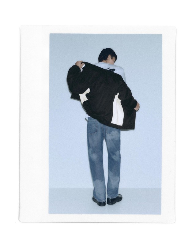 풀앤베어 풀앤베어 구름 프린트 배기핏 청바지 7660/581 DARK BLUE 블루 착용컷