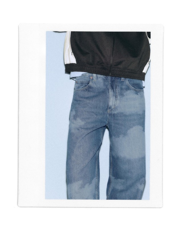 풀앤베어 풀앤베어 구름 프린트 배기핏 청바지 7660/581 DARK BLUE 블루 착용컷