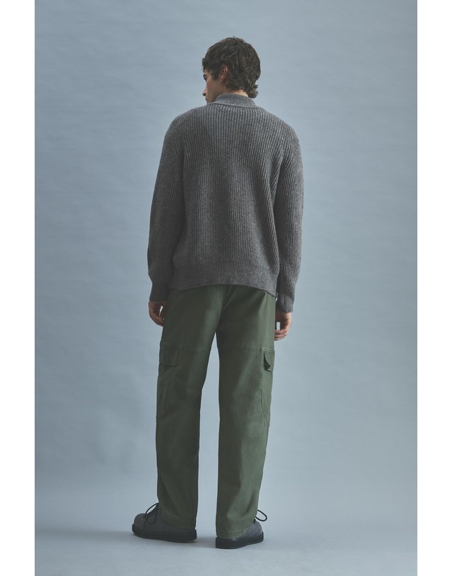 풀앤베어 풀앤베어 골지 집업 니트 가디건 7563/502 DARK ANTHRACITE 그레이 착용컷