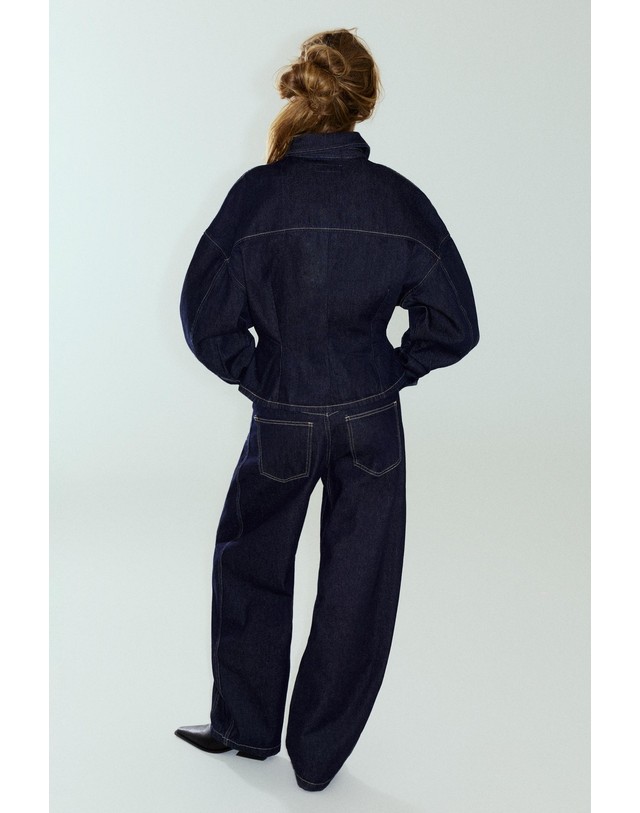 풀앤베어 풀앤베어 슬림핏 긴팔 데님 셔츠 7460/343 NAVY 네이비 착용컷