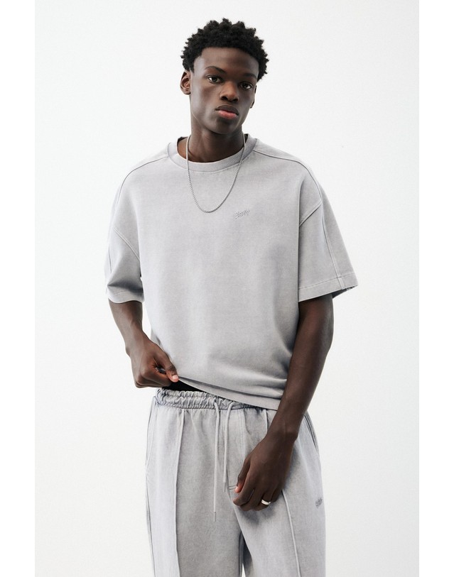 풀앤베어 풀앤베어 워시드 라운드넥 반팔 맨투맨 7232/504 ANTHRACITE GREY 그레이 착용컷