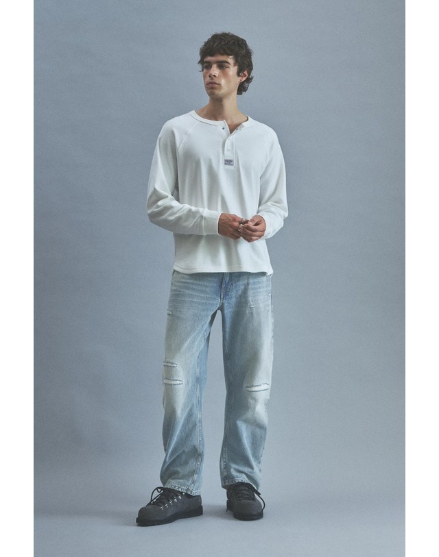 풀앤베어 풀앤베어 로우라이즈 배기핏 청바지 7662/516 MEDIUM BLUE 블루 착용컷