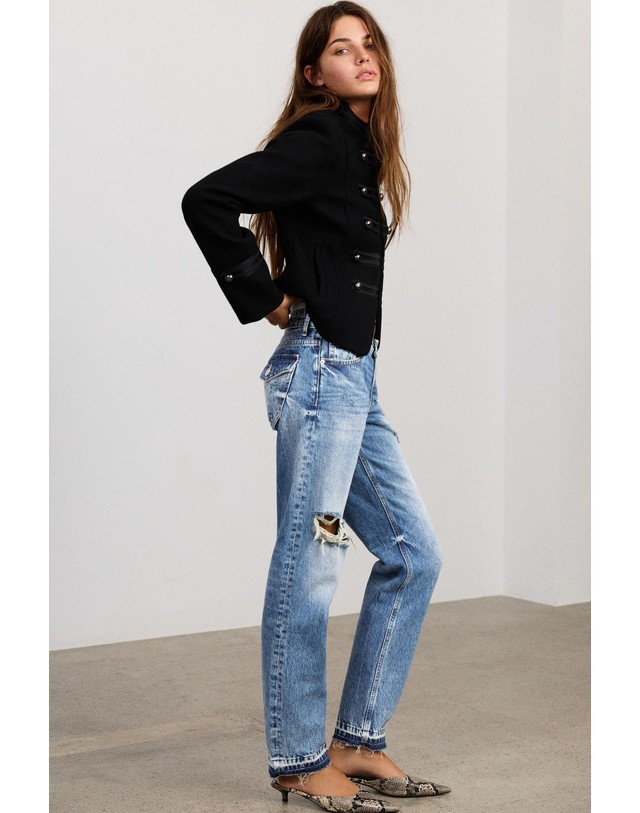 풀앤베어 풀앤베어 슬림핏 디스트로이드 청바지 7660/402 MEDIUM BLUE 블루 착용컷