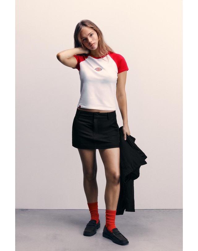풀앤베어 풀앤베어 디키즈 코튼 미니 스커트 7385/331 BLACK 블랙 착용컷