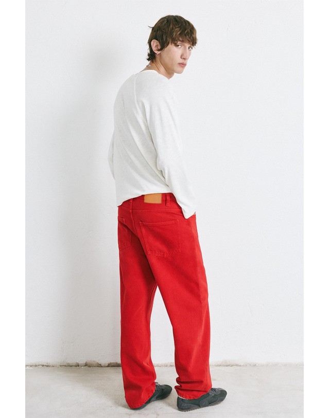 풀앤베어 풀앤베어 배기핏 데님 팬츠 7660/500 RED 레드 착용컷