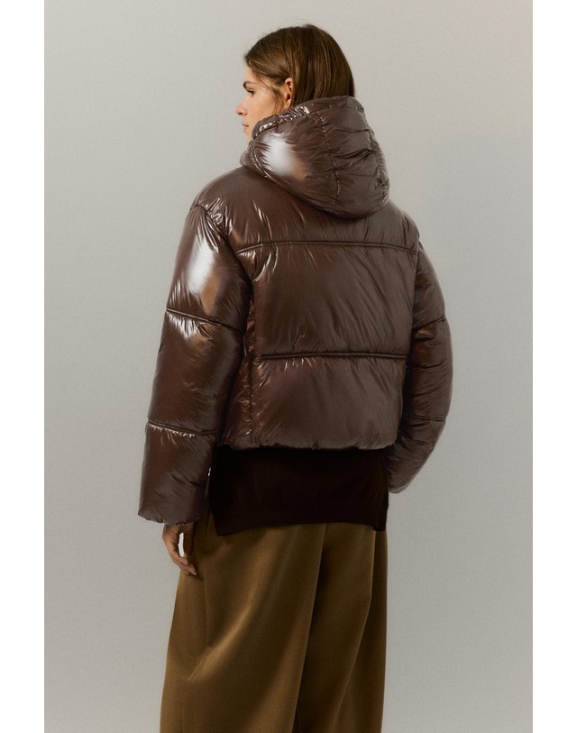 풀앤베어 풀앤베어 오버핏 후드 숏 패딩 자켓 7720/369 BROWN 초콜릿 착용컷