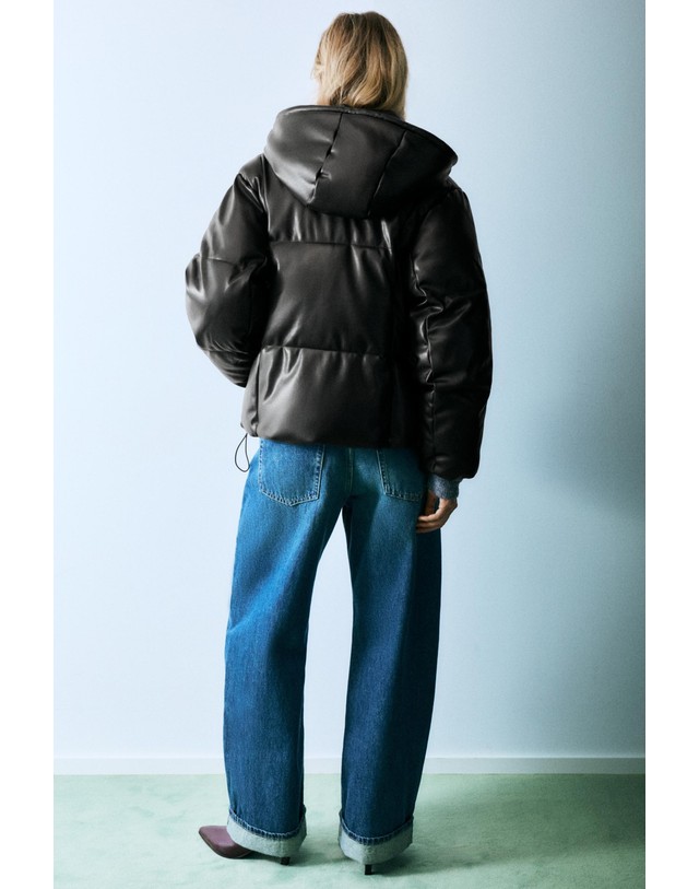 풀앤베어 풀앤베어 레더 이펙트 후드 패딩 자켓 7720/330 BLACK 블랙 착용컷