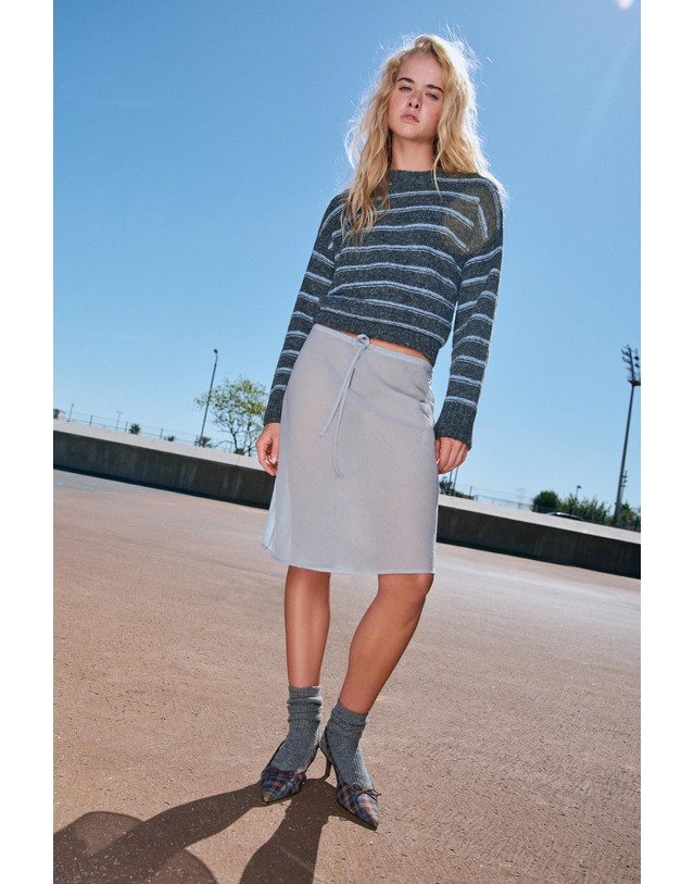 풀앤베어 풀앤베어 스트레이트 미디 스커트 7385/334 BLUISH GREY 그레이 착용컷