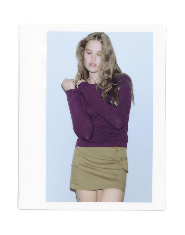 풀앤베어 풀앤베어 래글런 라운드넥 긴팔 티셔츠 7233/328 MULBERRY 퍼플 착용컷