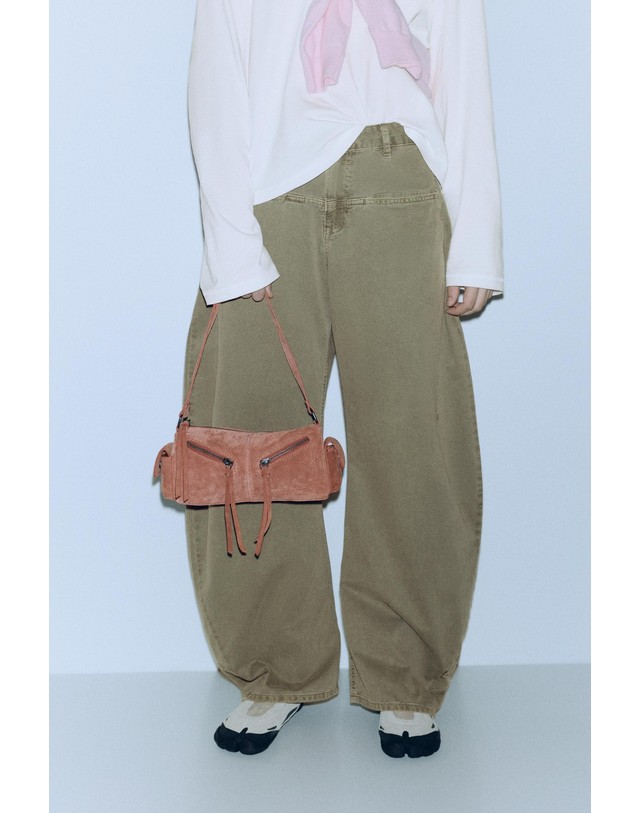 풀앤베어 풀앤베어 로우라이즈 벌룬 데님 팬츠 7670/435 KHAKI 카키 착용컷