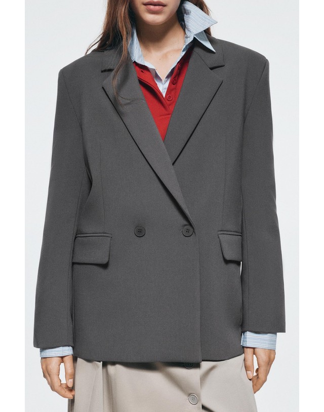 풀앤베어 풀앤베어 오버핏 플랩포켓 더블 블레이저 7790/302 MEDIUM GREY 그레이 착용컷