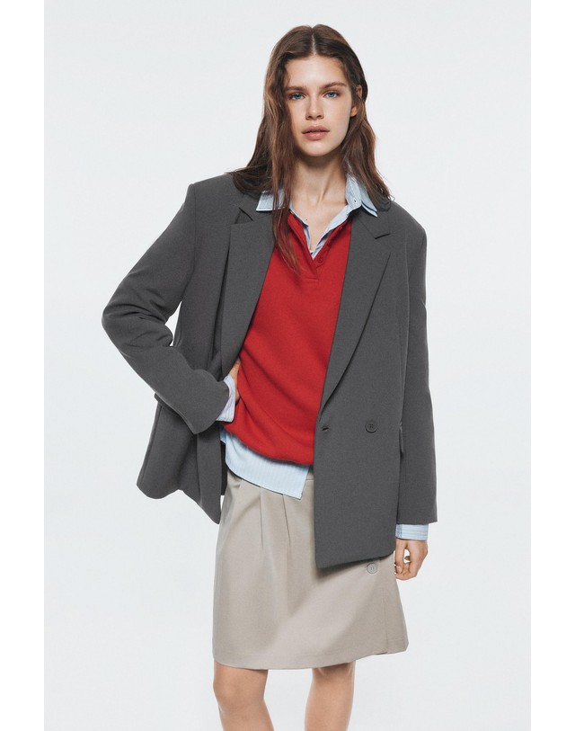 풀앤베어 풀앤베어 오버핏 플랩포켓 더블 블레이저 7790/302 MEDIUM GREY 그레이 착용컷