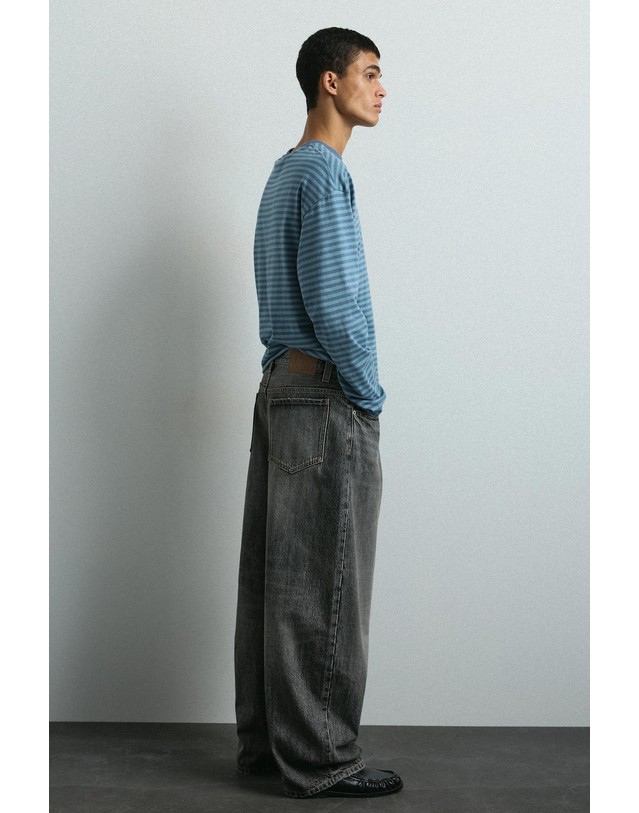 풀앤베어 풀앤베어 벌룬 배기 코튼 데님 팬츠 7660/505 DARK GREY 그레이 착용컷