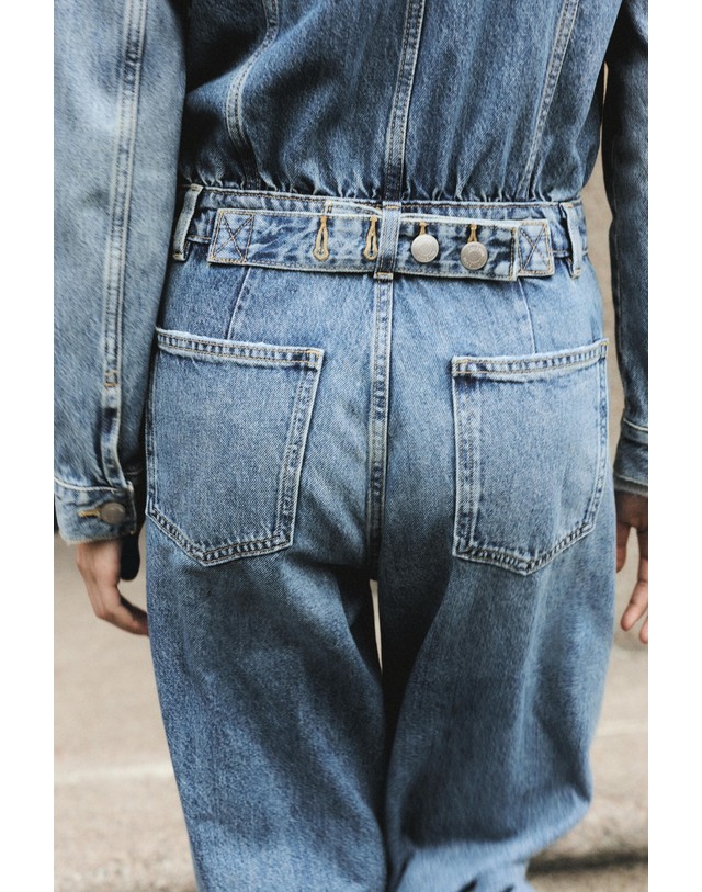 풀앤베어 풀앤베어 빈티지 데님 롱 점프수트 7021/301 MEDIUM BLUE 블루 착용컷