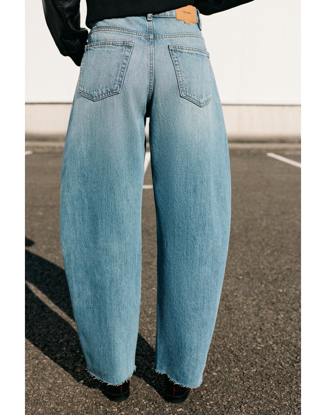 풀앤베어 풀앤베어 벌룬 코튼 데님 청바지 7662/304 GREENISH BLUE 블루 착용컷