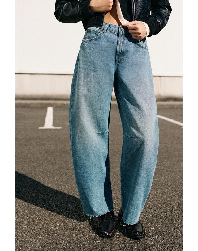 풀앤베어 풀앤베어 벌룬 코튼 데님 청바지 7662/304 GREENISH BLUE 블루 착용컷