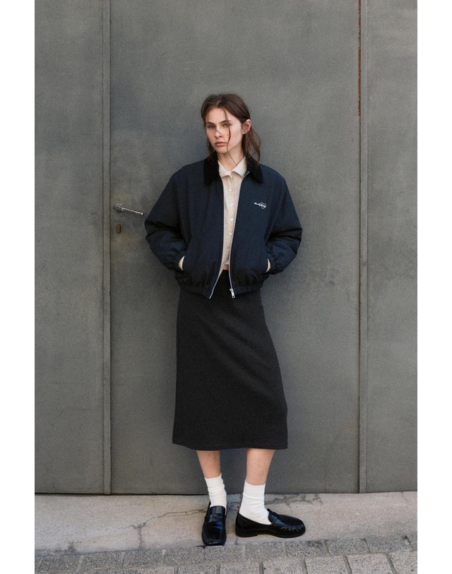 풀앤베어 풀앤베어 소프트 스트레이트 미디 스커트 7385/349 ANTHRACITE GREY 그레이 착용컷