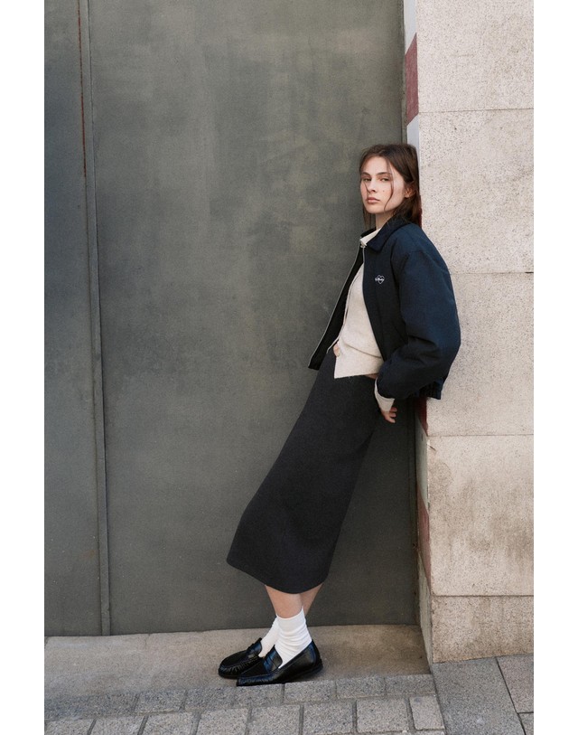 풀앤베어 풀앤베어 소프트 스트레이트 미디 스커트 7385/349 ANTHRACITE GREY 그레이 착용컷