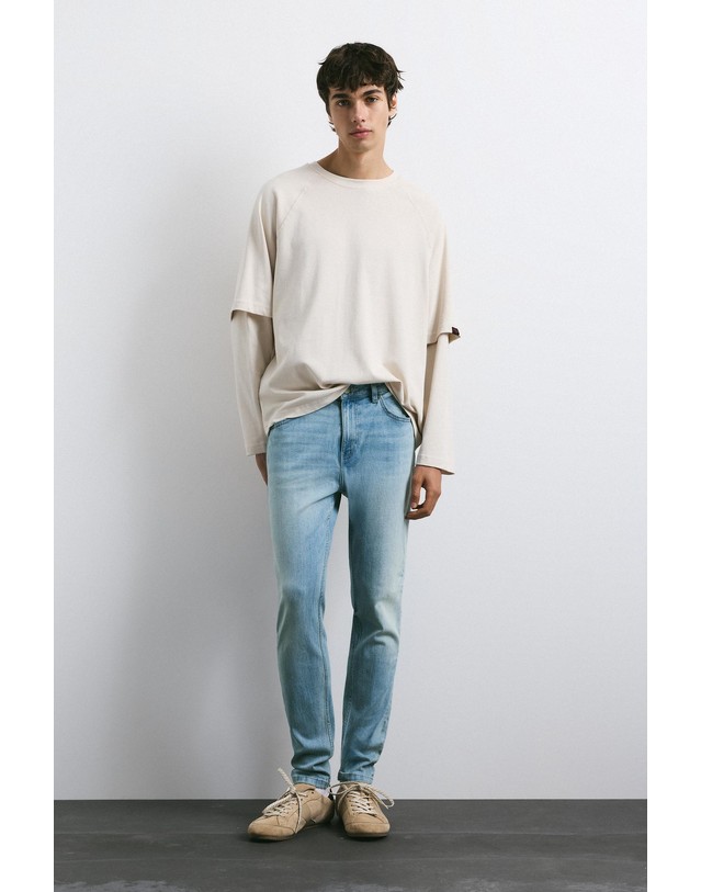 풀앤베어 풀앤베어 스키니 슬림핏 데님 청바지 7660/510 PALE INDIGO 블루 착용컷