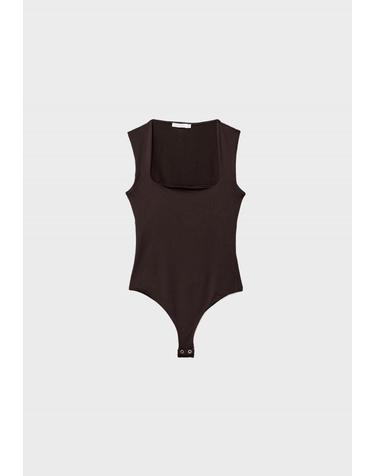 스트라디바리우스 슬림핏 스퀘어넥 폴리아미드 바디수트 2690/637/400 BROWN