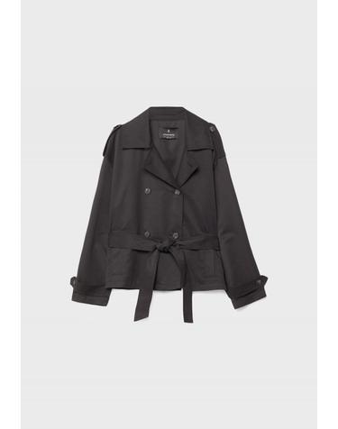 스트라디바리우스 벨트 숏 트렌치 코트 1728/471/001 BLACK