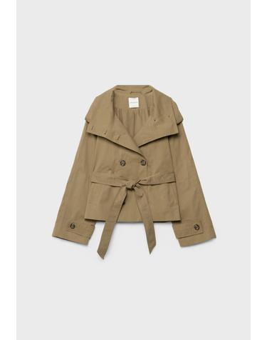 스트라디바리우스 하이넥 벨트 숏 트렌치코트 1785/118/530 OLIVE GREEN