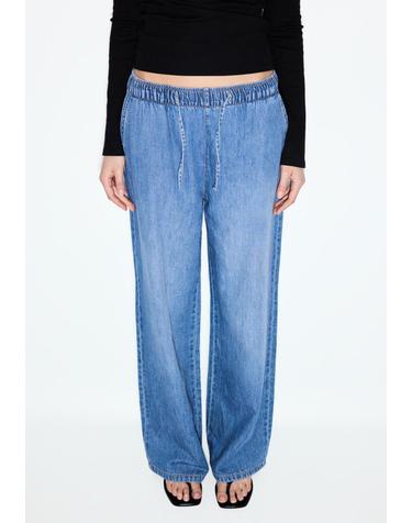 스트라디바리우스 와이드 드로스트링 데님 팬츠 1235/200/702 MEDIUM BLUE DENIM