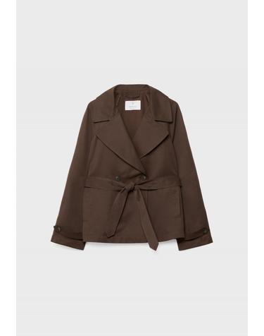 스트라디바리우스 모던 브라운 벨트 숏 트렌치코트 1788/638/400 BROWN