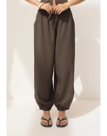 스트라디바리우스 리넨 이펙트 조거핏 사루엘 팬츠 1102/585/401 BROWN