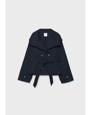 스트라디바리우스 하이넥 벨트 숏 트렌치코트 1785/258/011 DARK BLUE