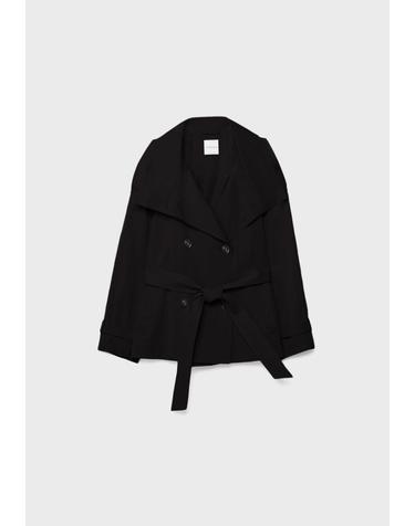 스트라디바리우스 하이넥 더블버튼 벨트 트렌치코트 1844/465/001 BLACK