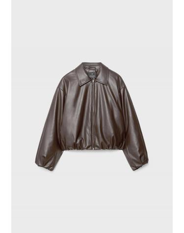 스트라디바리우스 테크니컬 퀼팅 페이크레더 봄버 자켓 5625/478/400 BROWN