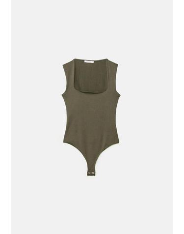 스트라디바리우스 폴리아미드 스퀘어넥 바디수트 2690/637/550 KHAKI