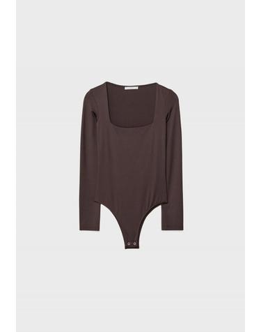 스트라디바리우스 베이직 스퀘어넥 폴리아미드 바디수트 6560/927/401 BROWN