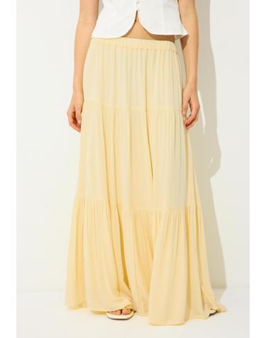 스트라디바리우스 러플 티어드 면 안감 롱 스커트 1270/666/310 PASTEL YELLOW