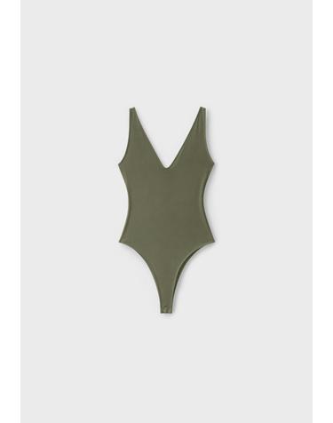 스트라디바리우스 브이넥 민소매 스트레치 바디수트 8066/695/550 KHAKI