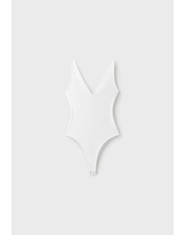 스트라디바리우스 브이넥 민소매 스트레치 바디수트 8066/695/003 WHITE