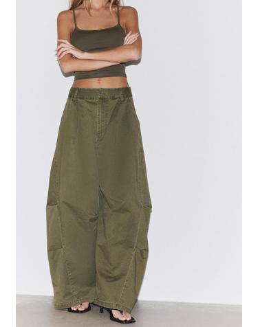 스트라디바리우스 100% 코튼 배럴핏 팬츠 7264/551/550 KHAKI