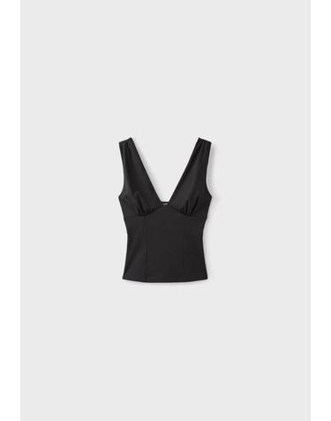 스트라디바리우스 브이넥 언더버스트 민소매 탑 6625/185/001 BLACK