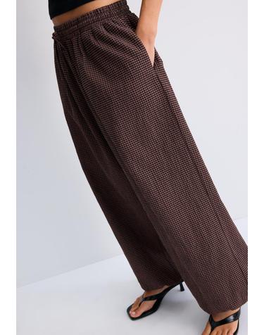 스트라디바리우스 체크 벌룬 와이드 팬츠 7276/153/440 PALE CAMEL