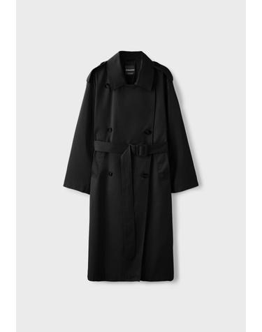 스트라디바리우스 더블브레스트 롱 트렌치 코트 5820/400/001 BLACK