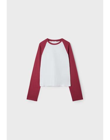 스트라디바리우스 베이스볼 라글란 긴팔 크롭 티셔츠 8046/525/101 DARK RED