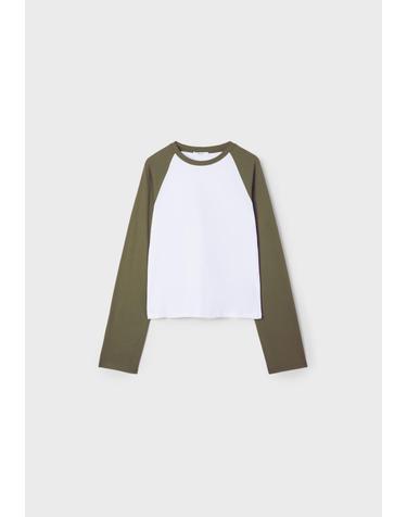 스트라디바리우스 베이스볼 라글란 긴팔 크롭 티셔츠 8046/525/550 KHAKI