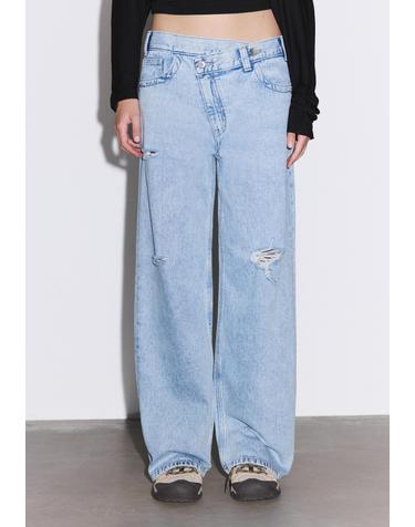 스트라디바리우스 크로스 웨이스트 와이드 청바지 8340/325/711 MEDIUM LIGHT BLUE DENIM