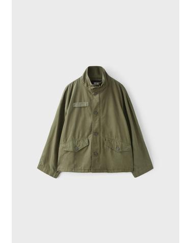 스트라디바리우스 오버사이즈 크롭 하이넥 코튼 자켓 8642/510/550 KHAKI
