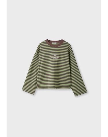 스트라디바리우스 스트라이프 라운드넥 스웨트셔츠 6714/268/550 KHAKI