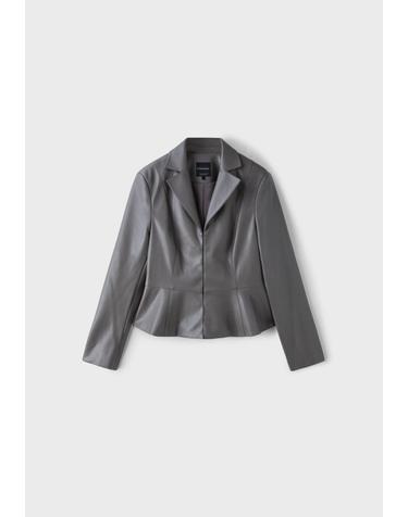 스트라디바리우스 슬림핏 가죽 이펙트 페플럼 블레이저 5907/229/250 DARK GREY